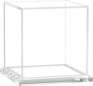 Acrylic Display Case 6 inch Clear Box Cube Organizer Stand Riser with Clear Base for Collections Action Figures Toys
