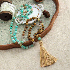 <span class=keywords><strong>Collana</strong></span> da <span class=keywords><strong>uomo</strong></span> con nappa, stile retrò bohémien, personalizzabile, con 108 perle di gemme naturali da 8 mm e <span class=keywords><strong>pietre</strong></span> da 12 mm, per yoga e meditazione. - Product Image 3