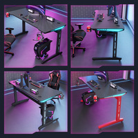 Table de jeu en acier pour ordinateur, avec éclairage d'ambiance RGB, pour cybercafé et usage domestique, vente en gros transfrontalière