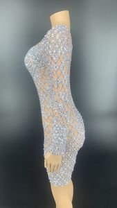 Abito estivo NOVANCE Y1809 2022 eleganti diamanti scintillanti a coda di pesce a <span class=keywords><strong>maniche</strong></span> <span class=keywords><strong>lunghe</strong></span> abito bianco fasciatura abiti per Club Party - Product Image 4