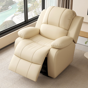 Contemporary Faux Leather <b>Recliner</b> Chair with Padded Arms and Button Operation for Living Room Use - Product Image 3