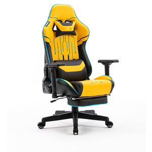 Chaise de jeu E-sports jaune confortable et moelleuse, chaise de <span class=keywords><strong>bureau</strong></span> pour jeux vidéo, support pour ordinateur portable personnalisé, en cuir, avec repose-pieds - Product Image 2