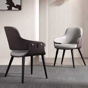 Sillas de Comedor Italianas Minimalistas, Sillas de Comedor de Cuero Modernas y Lujosas, Respaldos de <span class=keywords><strong>Estilo</strong></span> Retro para <span class=keywords><strong>Restaurante</strong></span> - Product Image 5