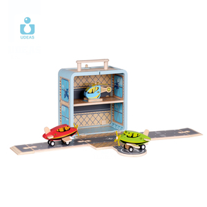 Jouets éducatifs pour garçons, avion miniature en <span class=keywords><strong>bois</strong></span>, hélicoptère, modèle de jeu d'imitation avec <span class=keywords><strong>garage</strong></span> de stationnement pour enfants, jouet avion - Product Image 4