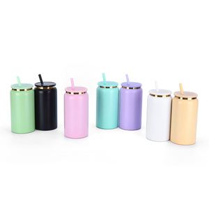 In Stock Wholesale 16oz Stainless Steel <b>Straw</b> <b>Cup</b> Double-layer Vacuum Insulated Gift <b>Cup</b> Modern Design Gold-edged Coffee <b>Cup</b> - Product Image 1