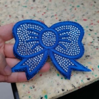 Bowknot fer sur Patch bleu paillettes Patch Bowknot broderie paillettes Patch pour la vente en gros