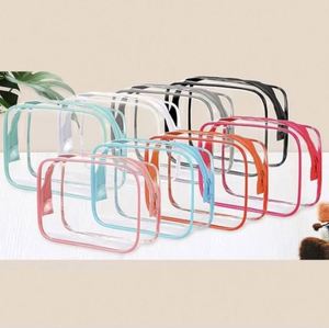 Hot Sale Portable <b>Transparent</b> Pvc Cosmetic Travel Toiletry Unisex Storage <b>Bag</b> With Custom Logo - Product Image 3