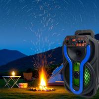 Altavoz Inalámbrico de 8 Pulgadas, 10W, RGB LED, para Exteriores, 5.0, Batería Integrada de 1200mAh, Micrófono Incorporado, Entrada AUX, Control Remoto, Compatible con Aplicaciones, 2.0 Canales