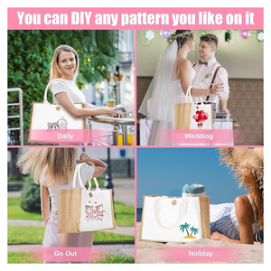 Custom Printable Jute <b>Tote</b> <b>Bags</b> with White <b>Canvas</b> Front | Eco-Friendly Burlap Shopping <b>Bags</b> for Logo, Artwork & Gifts - Product Image 3