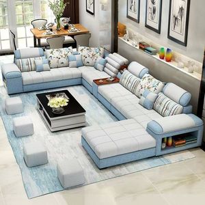 Sofá Esquinero en Forma de L de 7 Plazas, Diseño Moderno 2026, con Mesa Lateral USB y Estantería, Sofá con Altavoces - Product Image 1