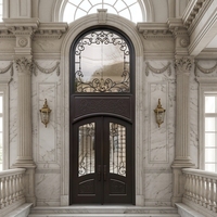 Porte d'entrée principale en fer forgé de luxe NFRC, double, sur mesure