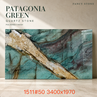 Dalle de pierre en quartzite vert Patagonia FANCY STONE, 1,8 cm, finition polie, pour plans de travail de cuisine, murs de salle de bain et projets de meubles.