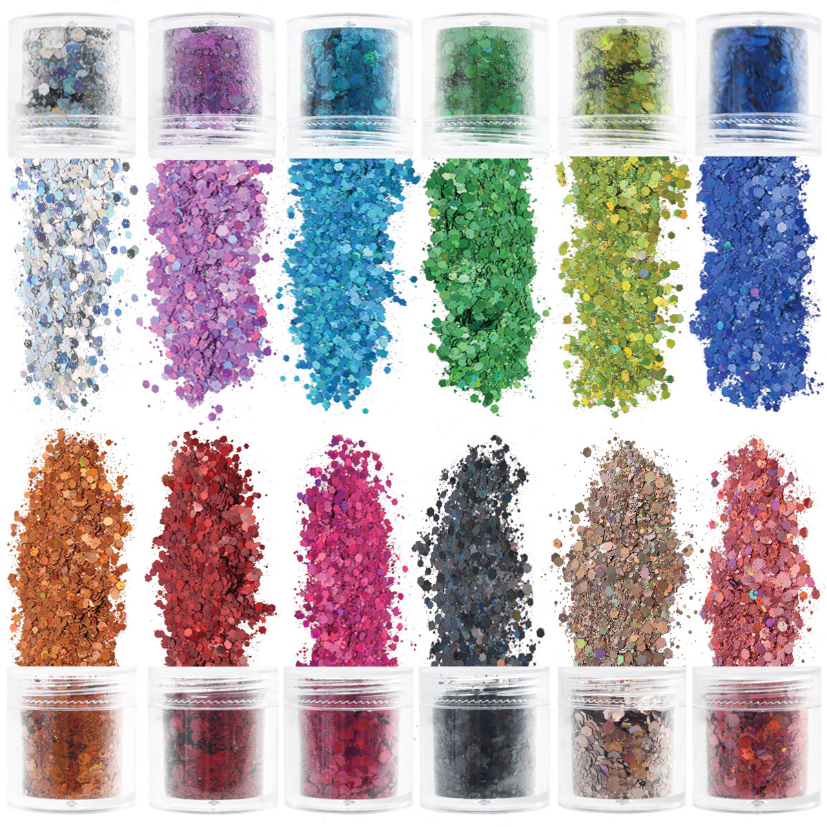 12 colors laser color bottle set / opp bag - 10 grams in bottle