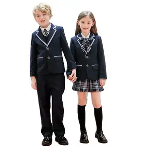 LF China Factory Classical Blazer Fashion Plated Dress Kids School Uniform Fitness Plus Size Suit With Tie Children's Uniform