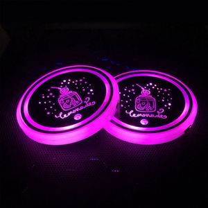 Support de tasse de voiture avec logo personnalisé, lumières LED à 7 couleurs, tapis de charge USB, dessous de verre, lumière d'ambiance intérieure - Product Image 3