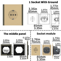 Enchufe de Pared WESA 16A, 1 Tomacorriente, Estándar Europeo Schuko, Diseño Moderno y Lujoso