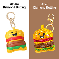 Kit DIY de breloques pour sac en cuir avec strass acryliques, ensemble de pendentifs pour sac en forme de hamburger avec autocollants gemmes, stylo à points et cire, pour adolescents et enfants
