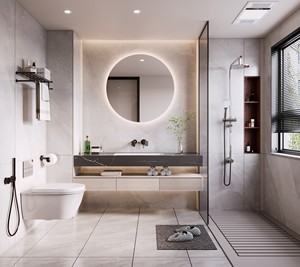 Armoire <span class=keywords><strong>de</strong></span> <span class=keywords><strong>salle</strong></span> <span class=keywords><strong>de</strong></span> <span class=keywords><strong>bain</strong></span> suspendue sur mesure JINGSHUN pour toute la maison <span class=keywords><strong>avec</strong></span> <span class=keywords><strong>colonne</strong></span> <span class=keywords><strong>miroir</strong></span>, gain <span class=keywords><strong>de</strong></span> place, étanche, installation robuste, hôtel - Product Image 6