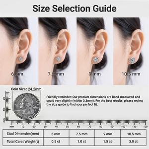 Boucles d'oreilles clous en Moissanite et diamant de laboratoire pour hommes et femmes, 6mm, 7.5mm, 9mm, 10mm, en argent sterling 925 plaqué or 14K, motif grappe de fleurs - Product Image 5