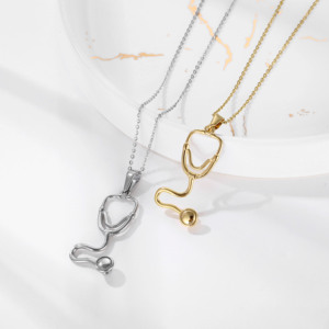 Dijes Médicos Personalizados para Joyería, Dije de Estetoscopio de Oro, Dije de Estetoscopio de Acero Inoxidable para Enfermeras, para la Creación de Joyería - Product Image 1