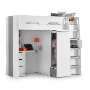 4 ящика каркаса для кровати, высокая кровать-Лофт с домашней станцией, функциональное Место для хранения одежды для детей-подростков - Product Image 1