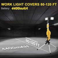 Lampu Kerja LED Isi Ulang 8000 Lumen dengan Penyangga, Lampu Kerja Nirkabel Portabel dengan 2 Lampu LED yang Dapat Disesuaikan dan Bertenaga