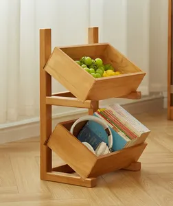 Cajas de madera baratas personalizadas Soporte de cesta de frutas de almacenamiento de madera al por mayor Almacenamiento de verduras en el hogar