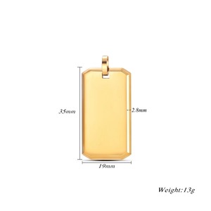 Collier pendentif rectangulaire poli miroir en gros, plaque d'identification vierge en acier inoxydable, bijoux de mode pour hommes 19x35mm - Product Image 4