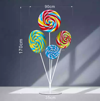 Statue de sucette réaliste en PVC de haute qualité, faite à la main, 35 cm, colorée, avec bâton de 45 cm, pour la décoration de magasin