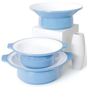 Blue Melamine Dinner Plates Round Solid Color Dishwasher Safe <b>Microwave</b> Safe Hotel Party Use - Product Image 3
