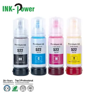 INK-POWER 522 T522 Tinta sublimasi Eco isi ulang pewarna botol kompatibel warna Premium untuk Printer Epson Eco Tank