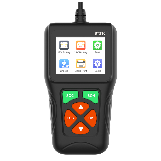 BT310 Car Battery Tester Analyzer 12V 24V for AGM GEL EFB SOC SOH Cranking Charging System Diagnostic Tool for Cars