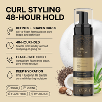 Mousse Coiffante Boucles Tenue 48H Sans Résidus Huile de Chia et de Coco Hydratante Marque Blanche OEM