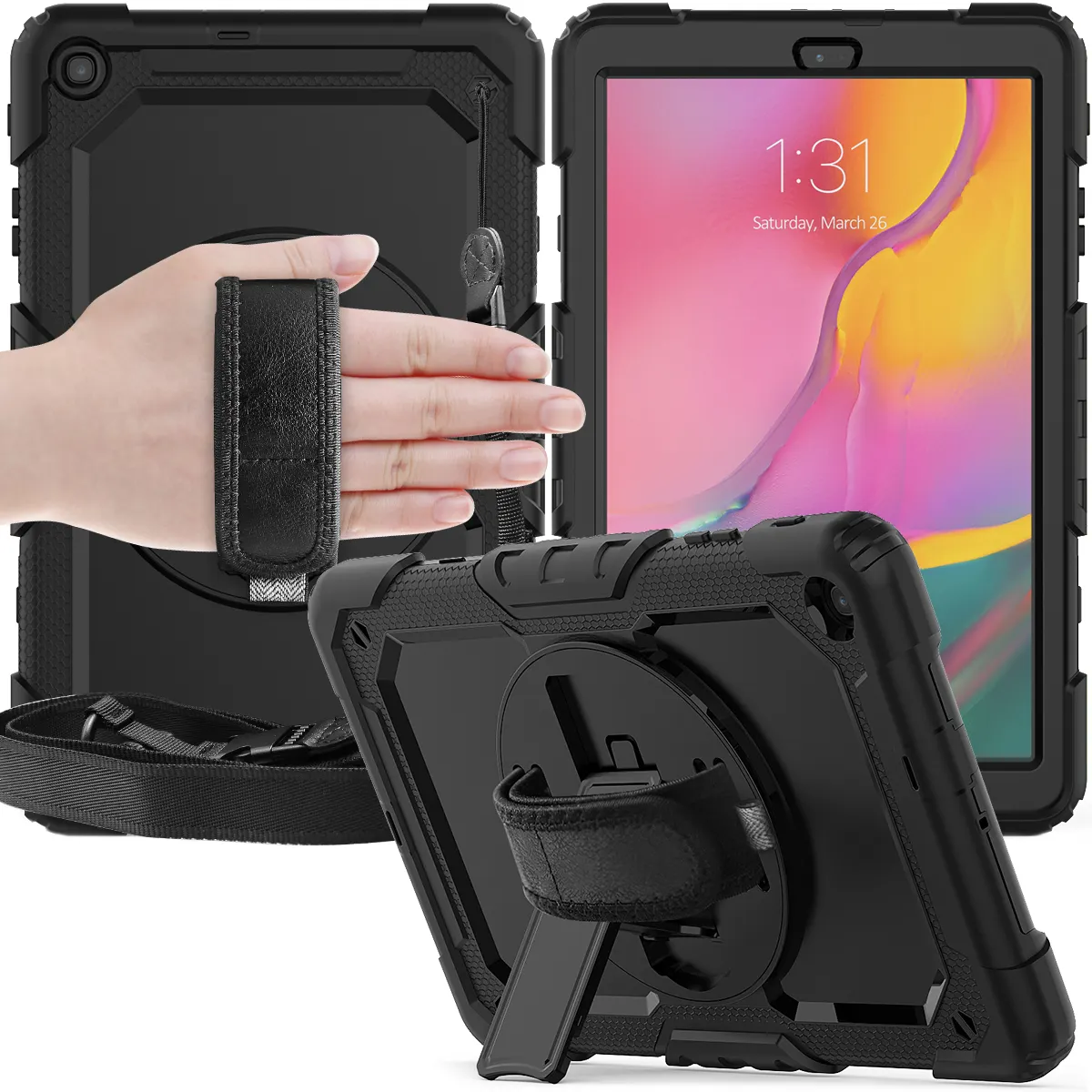 Homtak Soft silicon skin with rotate stand for Samsung Galaxy Tab A 10.1 inch T510/T515 military level case