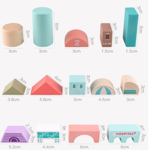 Mainan Blok Konstruksi Edukasi Prasekolah Kayu 115 Buah Blok Bangunan Kota Susun - Product Image 3