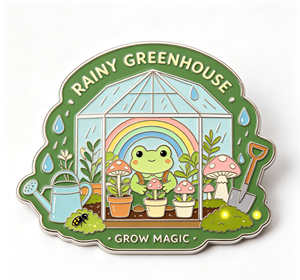 Custom Enamel Frog Greenhouse <b>Pin</b> Metal Brooch Personalized Lapel <b>Badge</b> Rainbow Garden Gift Collectible - Product Image 2