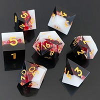 Ensemble de dés polyédriques D20 en résine avec feuille d'or, trois couleurs, D&D COC Cthulhu, 7 dés pour jeux de société, jeux de rôle TRPG