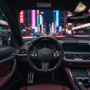 Cuir en fibre de carbone pour <span class=keywords><strong>volant</strong></span> pour M3 M4 F80 F82 Série 3 LED personnalisable Sport - Product Image 1