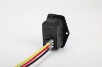 Prise multiprise Kuishen KC-14-F5P 10A 250V à 3 sorties avec prise C14, porte-fusible, interrupteur, oreilles de fixation, en nylon et laiton, prise mâle AC