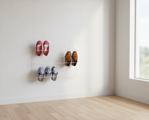 Wall-Mounted Shoe Rack 9 Pairs Plastic Three-Layer Entryway Storage Minimalist Design - Product Image 2