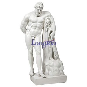 15 ''W X 11'' D X 30 ''h statua del giardino della metà del secolo Ercole romano e eroe greco pietra naturale marmo Statue scultura a grandezza naturale - Product Image 1