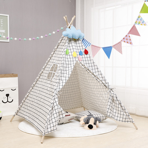 Tienda de campaña infantil premium estilo nórdico <span class=keywords><strong>para</strong></span> niños y niñas, con estructura de madera de pino natural y lona, <span class=keywords><strong>para</strong></span> uso interior. - Product Image 2