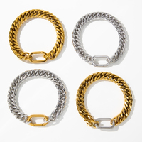 Bracelet chaîne cubaine étanche YF5073, bijoux inaltérables, polissage miroir, plaqué or 18 carats, acier inoxydable bicolore