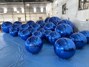 Boules de décoration suspendues bleues pour fêtes et mariages, design tendance, boule miroir <span class=keywords><strong>gonflable</strong></span> réutilisable, grandes boules brillantes - Product Image 3
