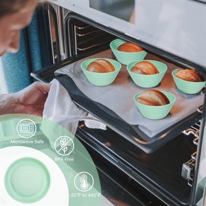 Banneton en silicone, paniers à pain au levain (lot de 6, 5 pouces), bols de levage ronds avec kit de démarrage, fournitures de boulangerie - Product Image 6