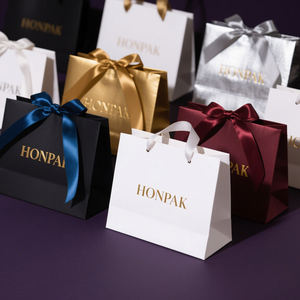 Lujo impreso joyería cosmética boda Boutique Shopper compras personalizado pequeño regalo bolsas de papel con logotipo y asas - Product Image 1