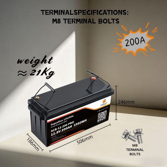 SUPCELION Deep Cycle 12V 12.8V 200Ah 100Ah-400Ah \200PRO\ LiFePO4 Battery With Bluetooth Heating BMS Solar RV EU Stock