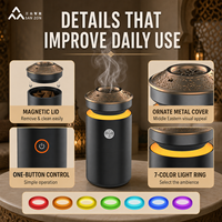 Brûleur à Bakhoor électrique, brûleur d'encens arabe avec couvercle en métal, double mode de combustion, couvercle magnétique, lumière 7 couleurs pour salle de prière