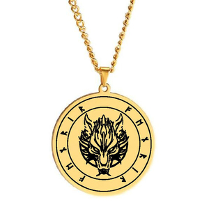 Collar de Acero Inoxidable con Colgante de Cabeza de <span class=keywords><strong>Lobo</strong></span> Fenrir, <span class=keywords><strong>el</strong></span> <span class=keywords><strong>Lobo</strong></span> Gigante de la Mitología Nórdica, Amuleto <span class=keywords><strong>Vikingo</strong></span>, Talismán - Product Image 1
