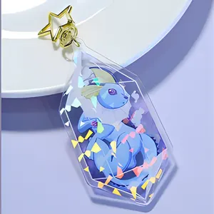 Anime Keychain Wholesale Custom Printing Acrylic Charm Custom Cartoon Acrylic Keyring Clear Color Transparent Pendant Laser CUT